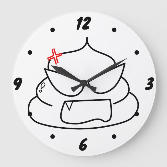 Angry Poop - Brootsch the PooPoo Large Clock (Front)