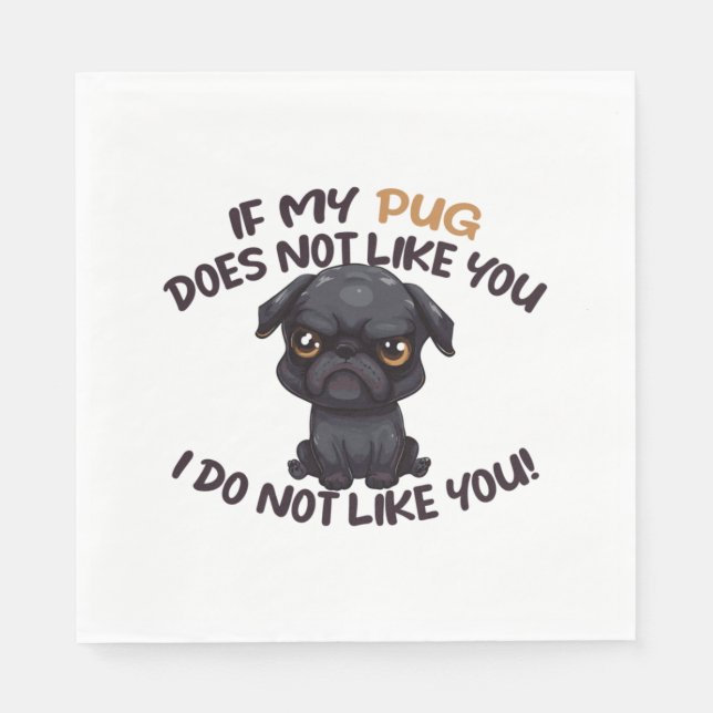 Angry Pug (Black) - Unique Design   Napkin (Front)