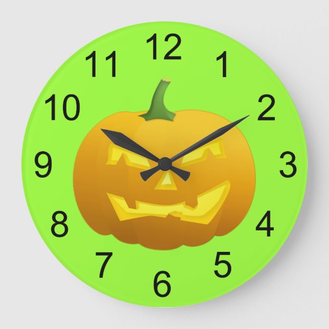 Angry Pumpkin Halloween Wall Clock (Front)