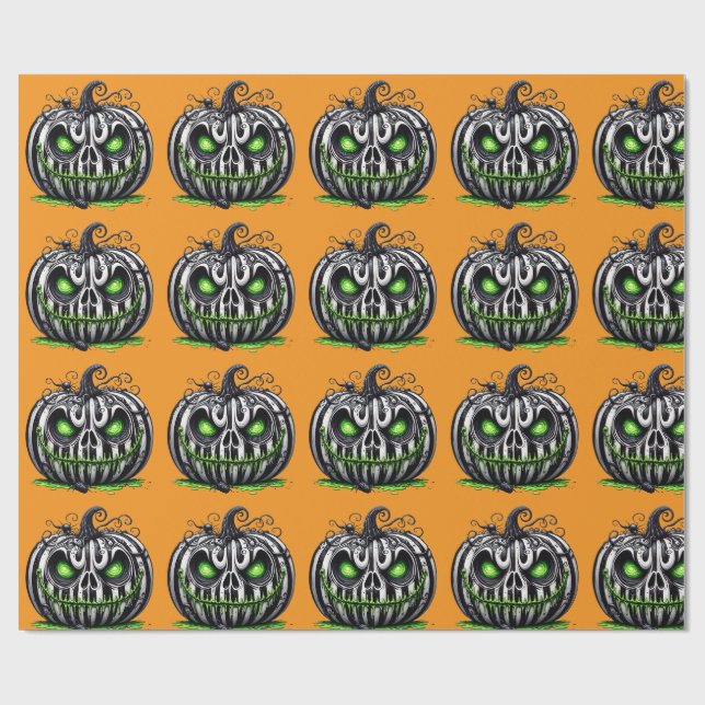 Angry Pumpkin Wrapping Paper (Flat)