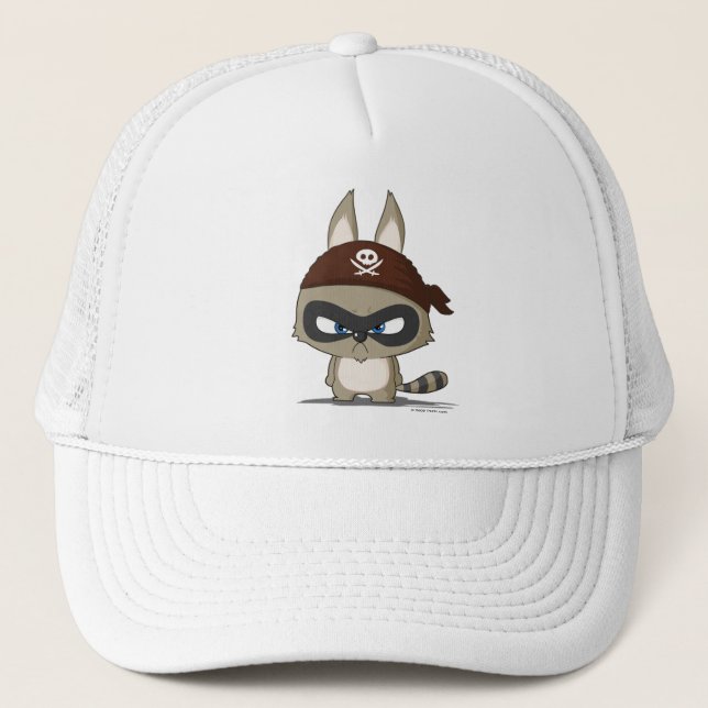 Angry racoon cap cute cartoon funny character hat (Front)