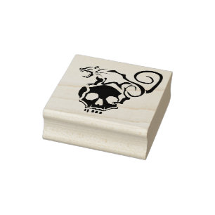 Angry Rat On an Evil Skull Rubber Stamp