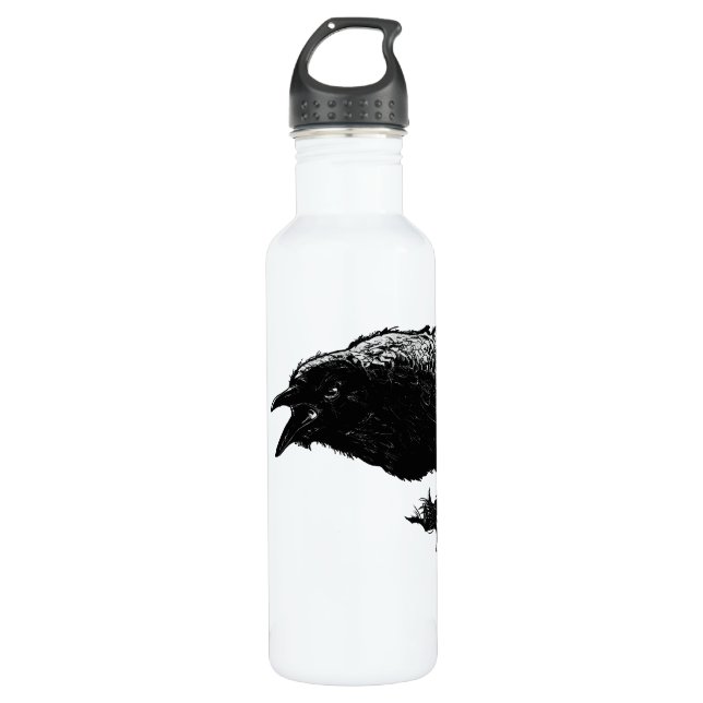 Angry Raven in Black Pick Your Background 710 Ml Water Bottle (Front)