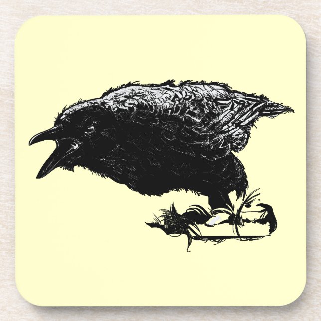 Angry Raven in Black Pick Your Background Coaster (Front)