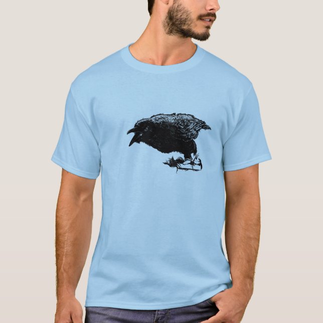 Angry Raven in Black Pick Your Background T-Shirt (Front)