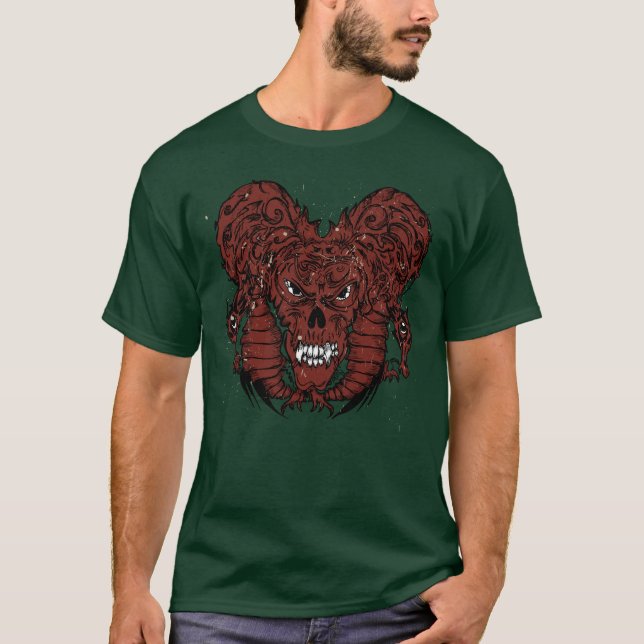 Angry Red Monster Skull T-Shirt (Front)