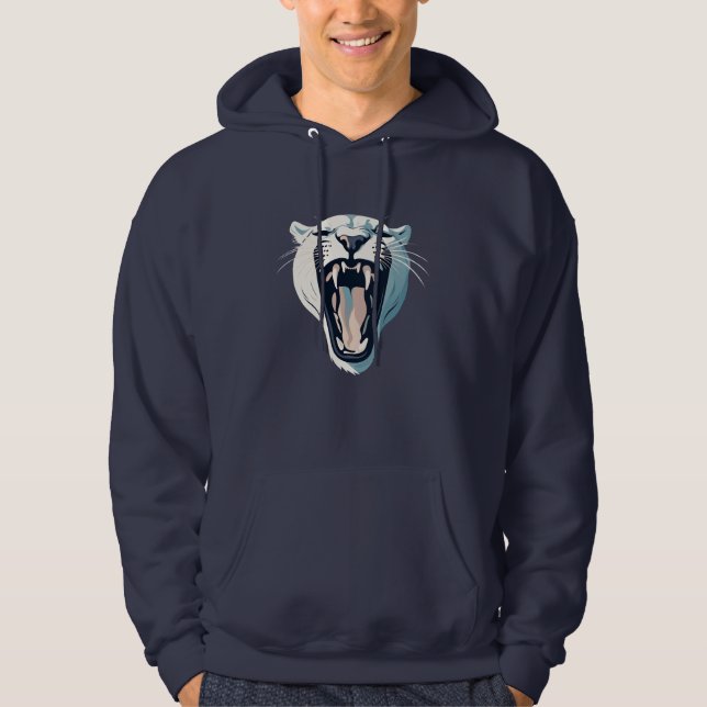 Angry Roaring Tiger Face Design Hoodie (Front)