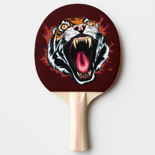 Angry Roaring Tiger Face Ping Pong Paddle