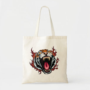 Angry Roaring Tiger Face Tote Bag