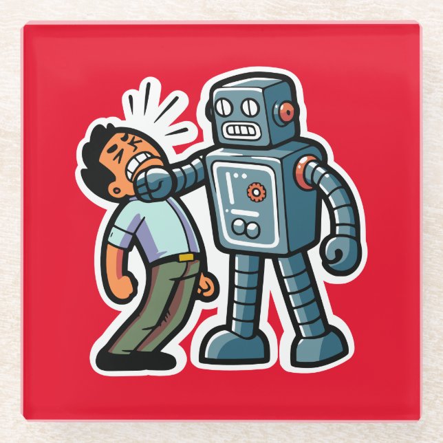Angry Robot Glass Coaster (Front)