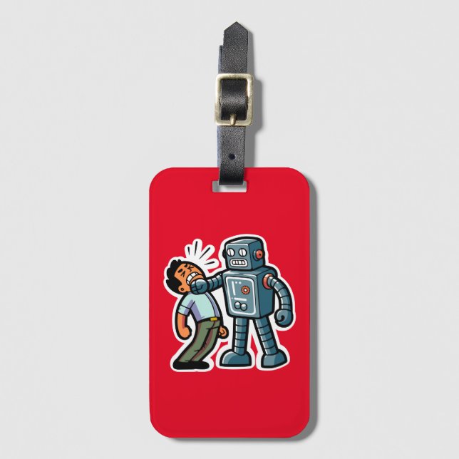 Angry Robot Luggage Tag (Front Vertical)