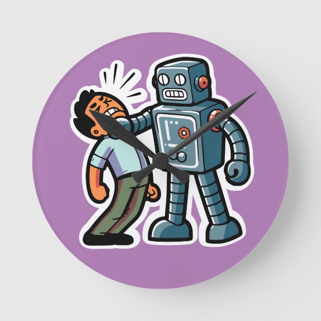 Angry Robot Round Clock (Front)