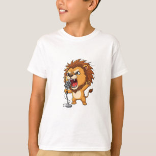 Angry Rock Star Lion Singer Illustration Kids T-Shirt