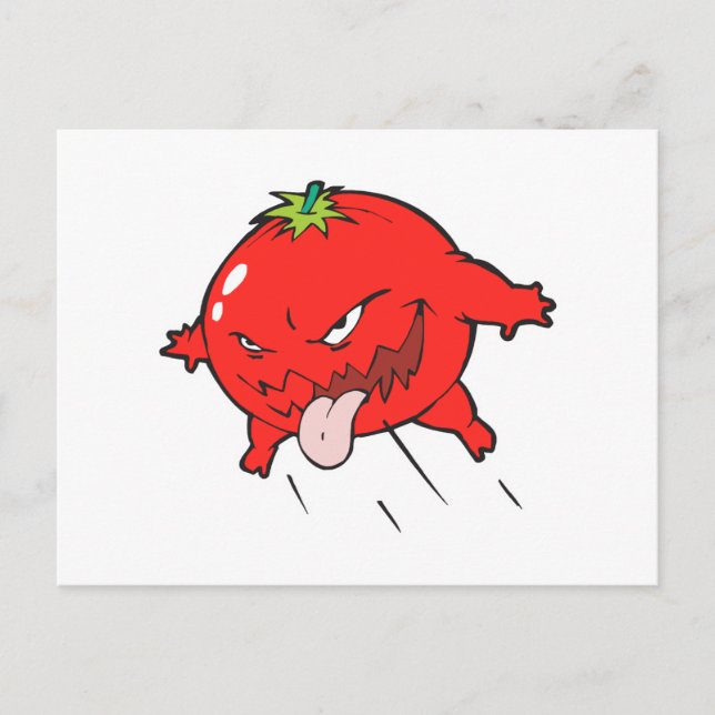 angry rotten tomato cartoon character postcard (Front)