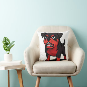 Angry Rottweiler Cartoon Dog  lover gift Cushion