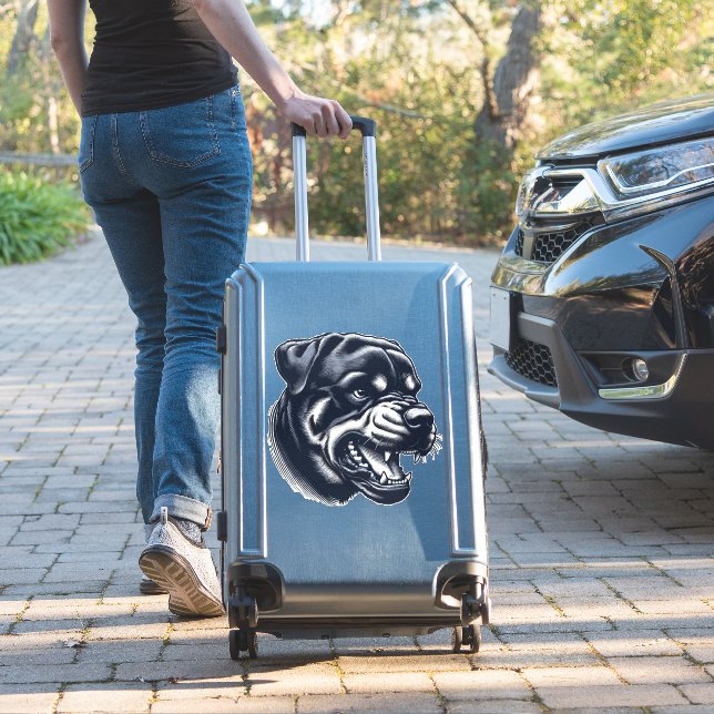 Angry Rottweiler Dog – Bold Guard Dog Artwork (Suitcase Insitu)