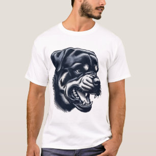 Angry Rottweiler Dog Bold Guard Dog Artwork T-Shirt