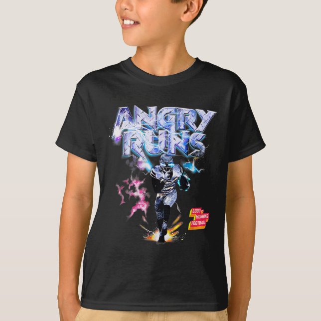 Angry Runs Good Morning Football Sport Lover Vinta T-Shirt (Front)