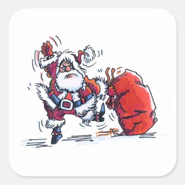 Angry Santa large square stickers (Front)