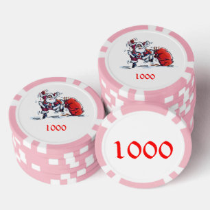 Angry Santa pink 1000 striped poker chip