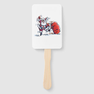 Angry Santa rectangle hand fans
