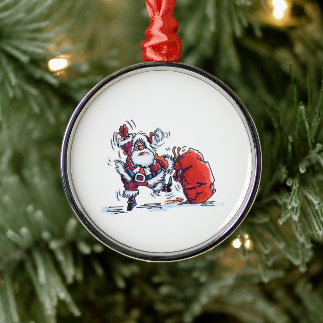 Angry Santa round premium ornament (Tree)
