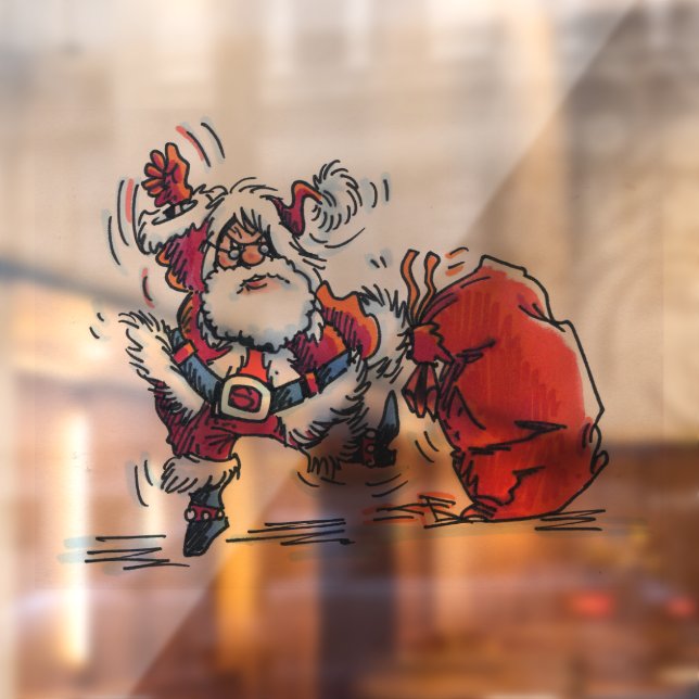 Angry Santa see-thru window cling back stick (Sheet 2)
