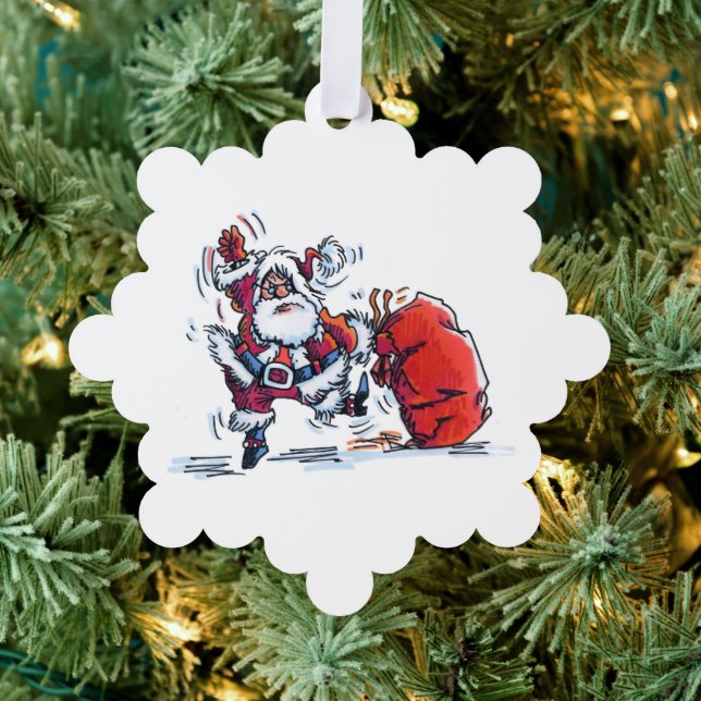 Angry Santa snowflake paper ornament (Insitu (Tree))