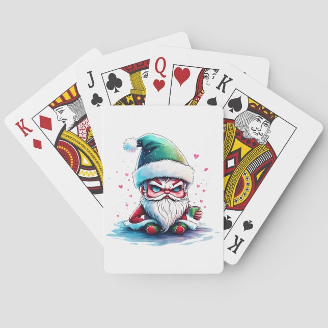 Angry Santa with a Cup of Coffee Playing Cards (Back)