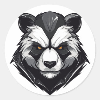Angry Serious Panda Striking Classic Round Sticker