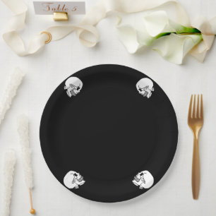 Angry Skeleton Halloween Party Paper Plate