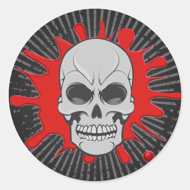Angry Skull & Blood Splat: Custom Sticker (Front)