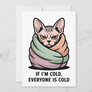 Angry Sphynx Cat Cold Humor Cartoon Art Holiday Card