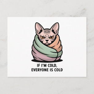 Angry Sphynx Cat Cold Humor Cartoon Art Holiday Postcard