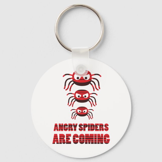 Angry spiders are coming T-Shirt Key Ring (Front)