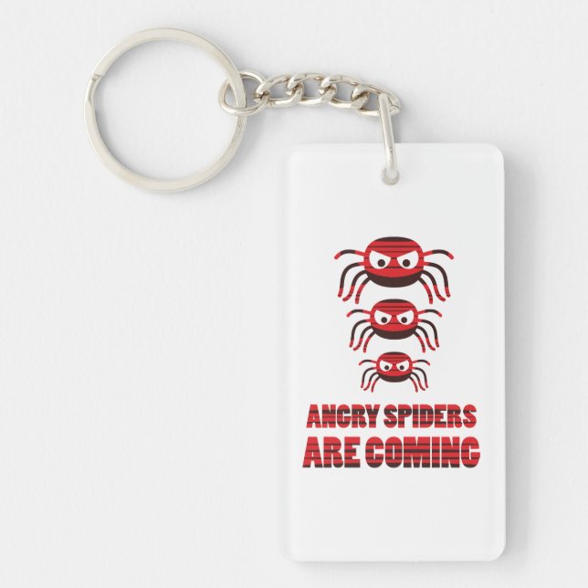 Angry spiders are coming T-Shirt Key Ring (Front)
