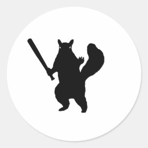 Angry Squirrel With Baseball Bat Classic Round Sticker