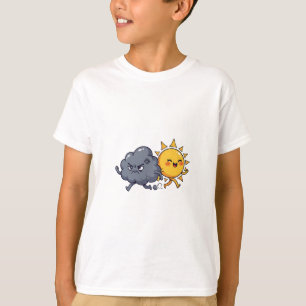 Angry Storm Cloud Chasing Happy Sun Kids T-Shirt