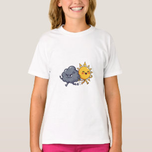 Angry Storm Cloud Chasing Happy Sun Kids T-Shirt