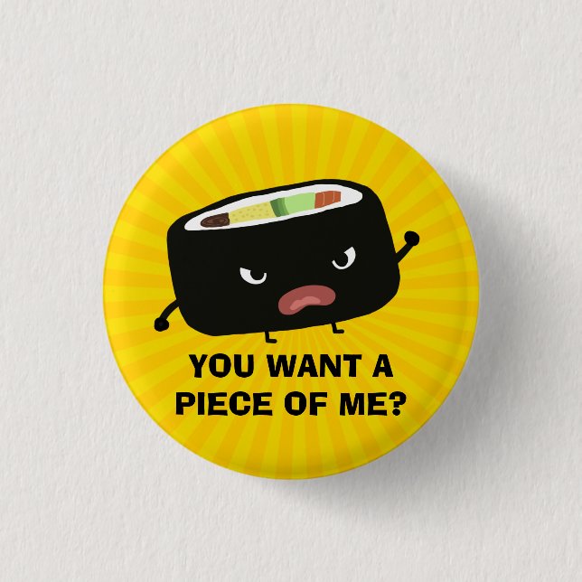 Angry Sushi 3 Cm Round Badge (Front)