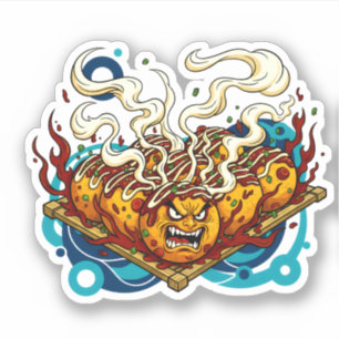 Angry Takoyaki Monster Japanese Street Food Art