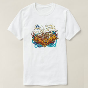 Angry Takoyaki Monster Japanese Street Food Art T-Shirt