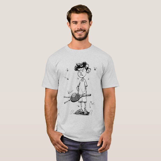 Angry Tennis Boy T-Shirt – Bold Streetwear Gift  (Front Full)