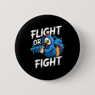 Angry Thug Chicken Flight Or Fight Response Funny  6 Cm Round Badge