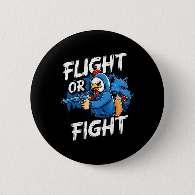 Angry Thug Chicken Flight Or Fight Response Funny  6 Cm Round Badge (Front)