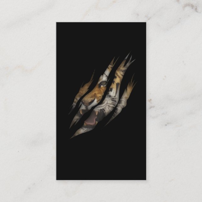Angry Tiger Face Torn Claw Wild Safari Animal Cat Business Card (Front)