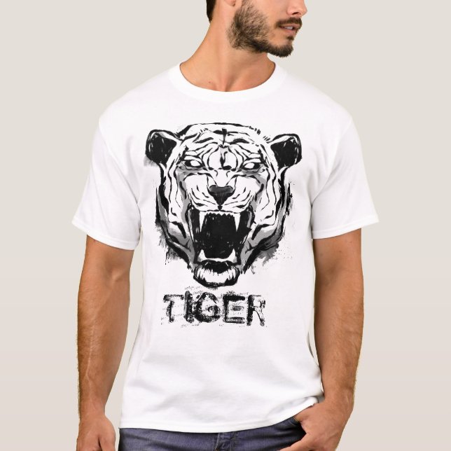 Angry Tiger Monochrome T-Shirt (Front)