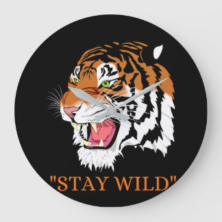 Angry Tiger "Stay Wild" Artistic Wall Clock