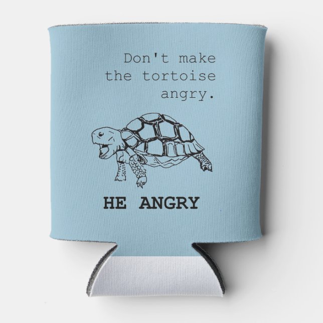 Angry Tortoise black ink drawing Can Cooler (Front)