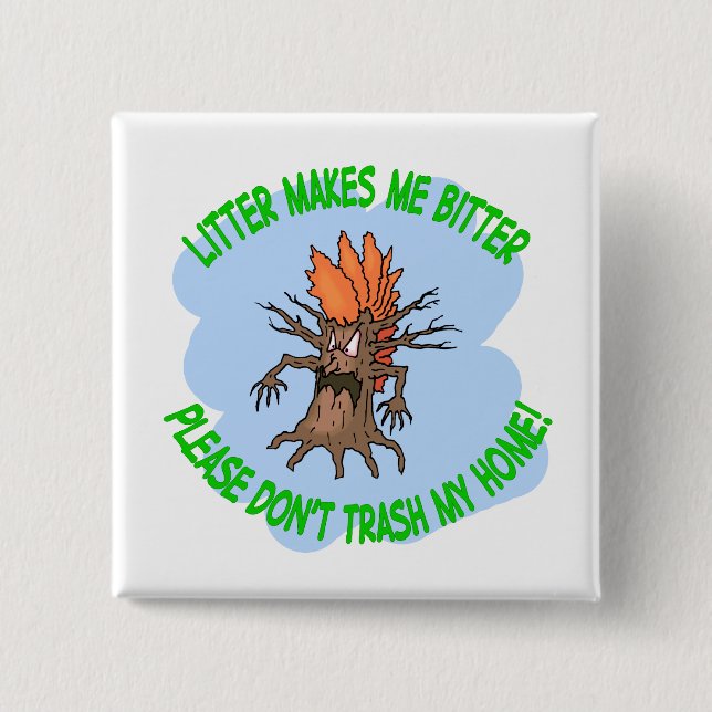 angry tree 15 cm square badge (Front)